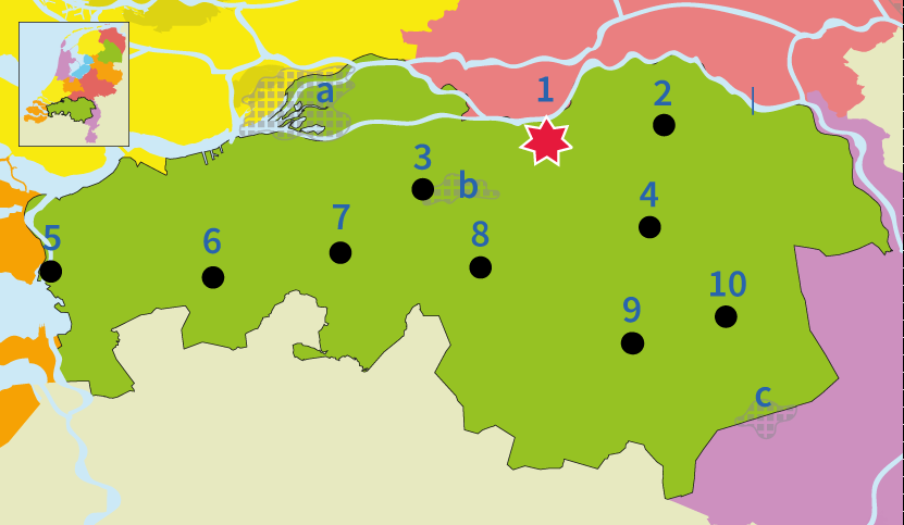 Kaart met topografie-oefenpunten